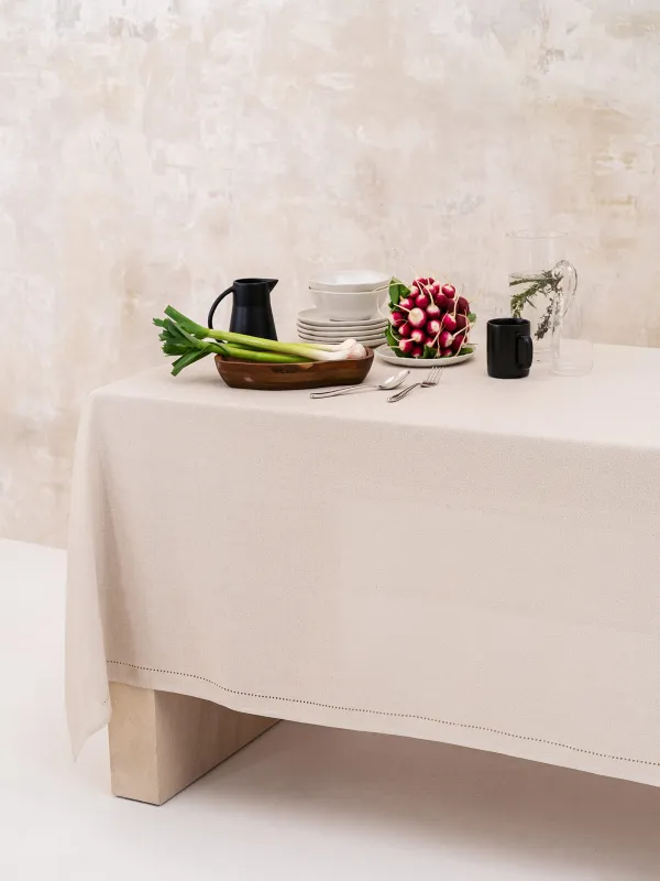 Скатерть, 160х160 см, полиэстер, серебристо-кремовая, Hemstitch, image-6