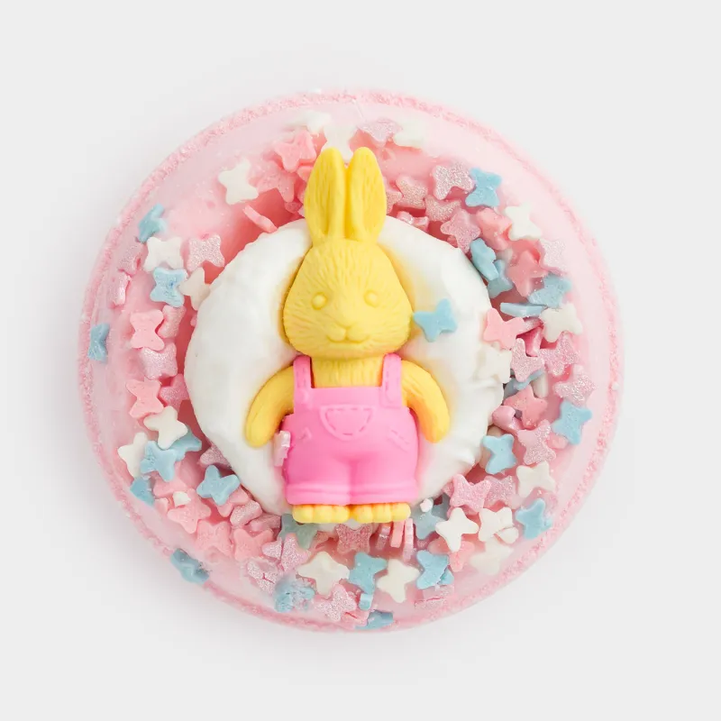 Бомбочка для ванны, 130 гр, с игрушкой, розовая, Клубника, Кролик, Rabbit