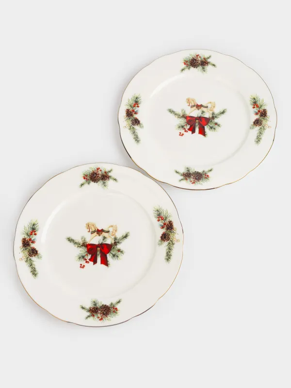 Тарелка закусочная, 19 см, 2 шт, фарфор F, белая, Лошадка с бантом, Christmas miracle classic, image-2