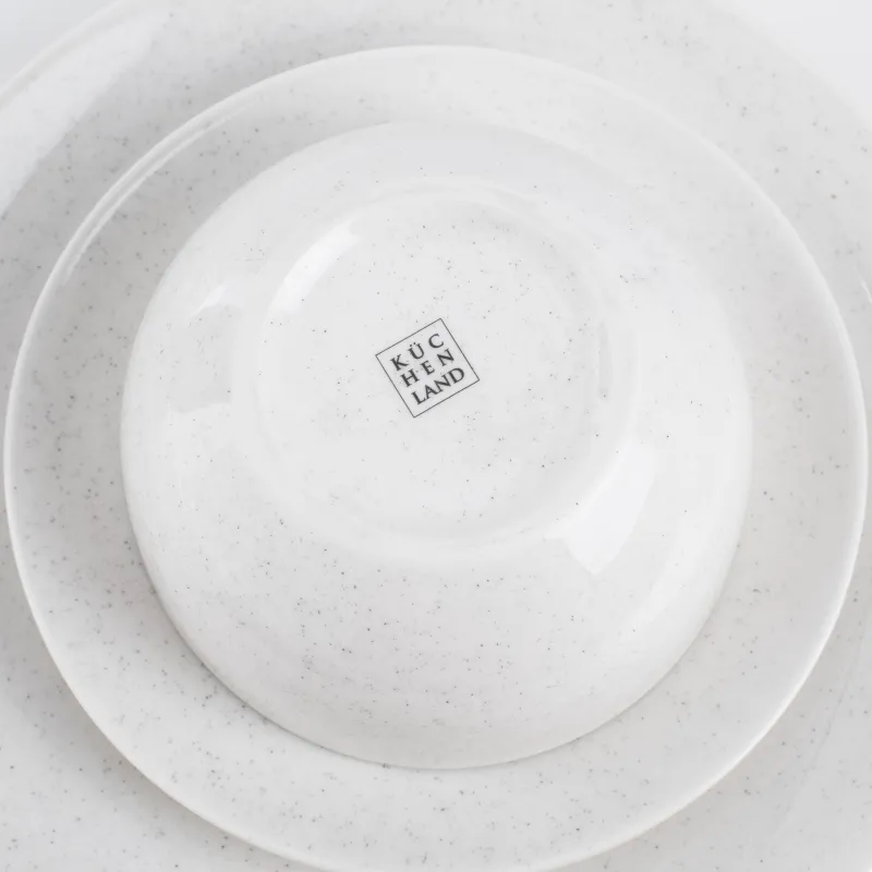 Сервиз обеденный, 6 перс, 18 пр, фарфор P, молочный, в крапинку, Latio, image-5