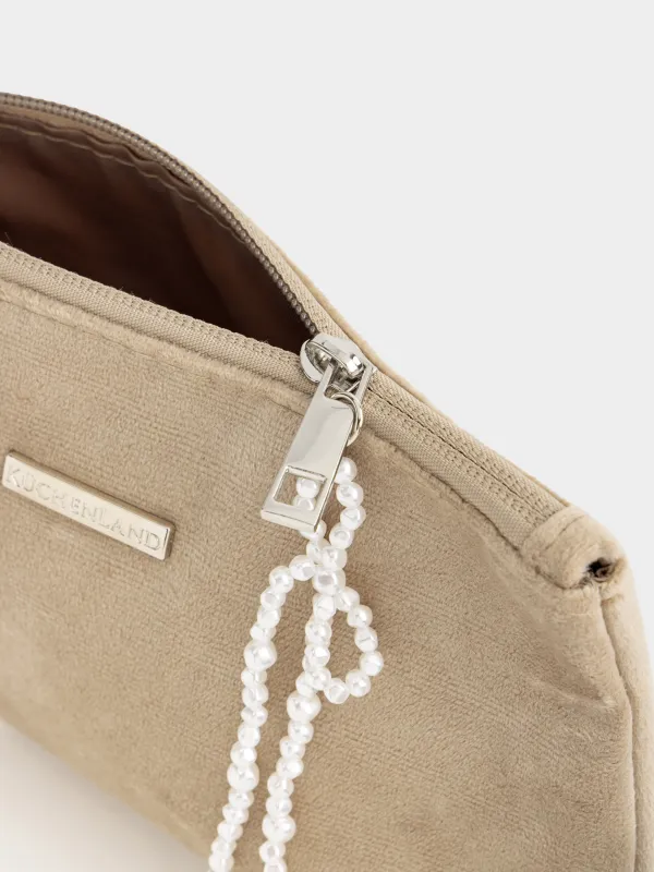 Косметичка, 19х12 см, полиэстер, бежевая, Жемчужный бантик, Beauty bow, image-3