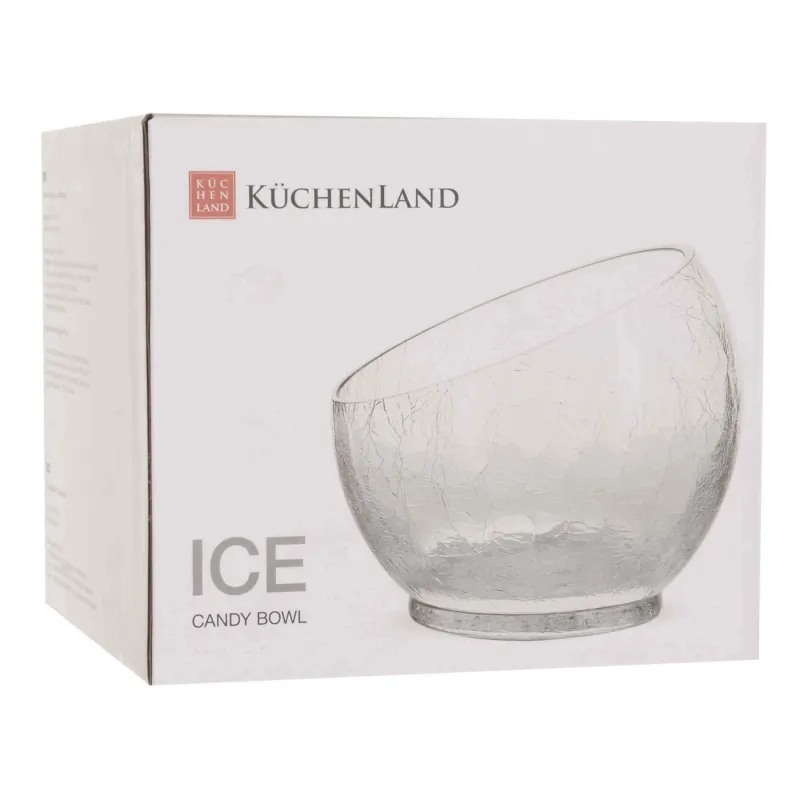 Конфетница, 15x13 см, стекло, Кракелюр, Ice, image-3