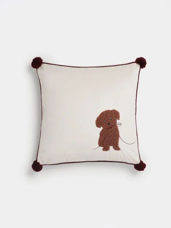 Подушка декоративная, 45х45 см, Собачка с бантиком, Velvet, image-0