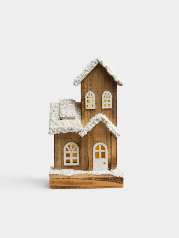 Статуэтка с подсветкой, 19х33 см, Заснеженный дом, Touch winter, image-0