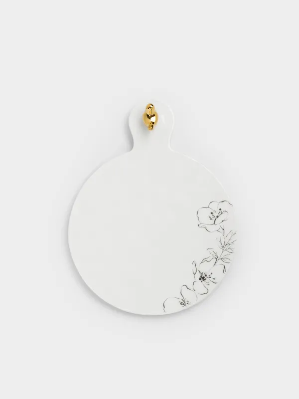 Подставка под горячее, 23х18 см, с ручкой, керамика/пробка, белая, Птичка, Paradise garden, image-0