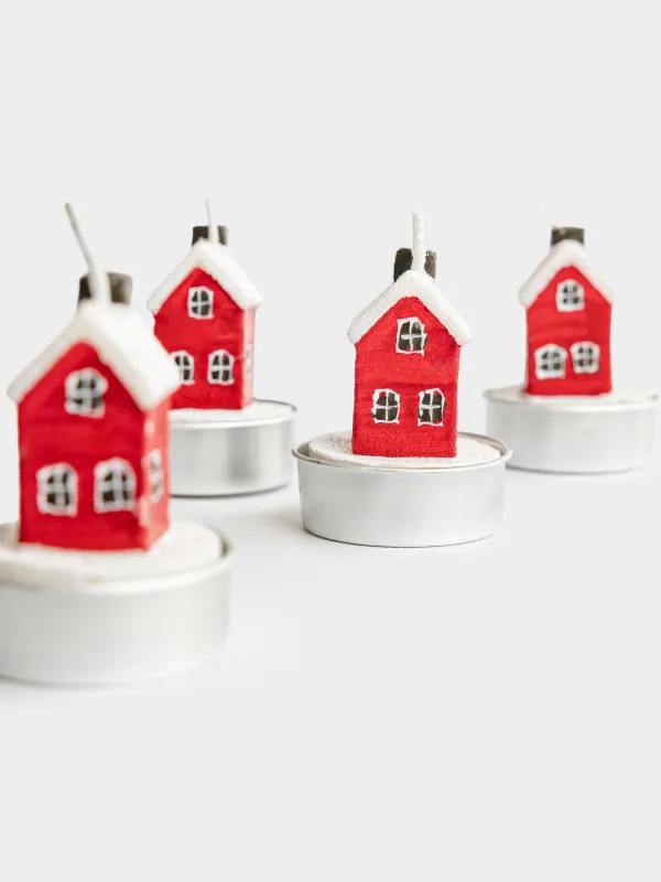 Свеча, 4х5 см, 4 шт, с блестками, Дом, House shape, image-2