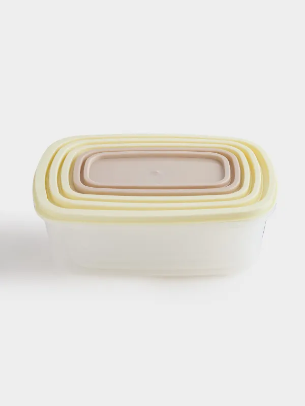 Набор контейнеров, 5 шт, пластик, прямоугольный, молочный/серо-коричневый, Rista, image-1