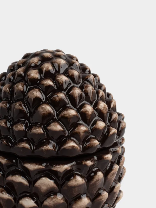 Емкость для хранения, 12х15 см, 490 мл, керамика, коричневая, Шишка, Winter delice, image-1