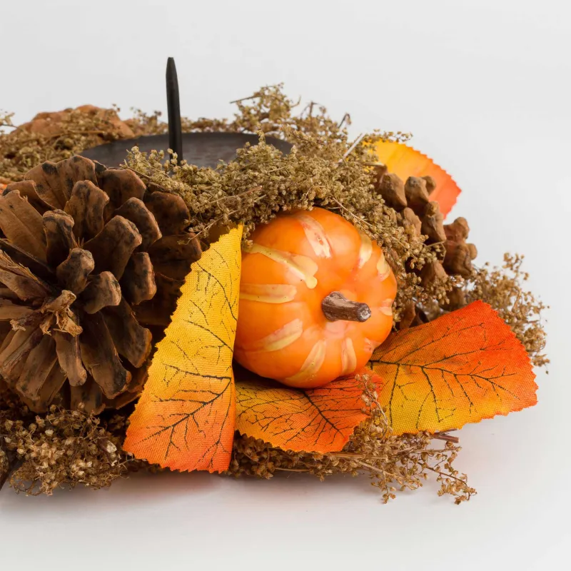 Подсвечник, 22 см, для чайной свечи, пенопласт, Осенняя композиция, Forest symphony, image-1