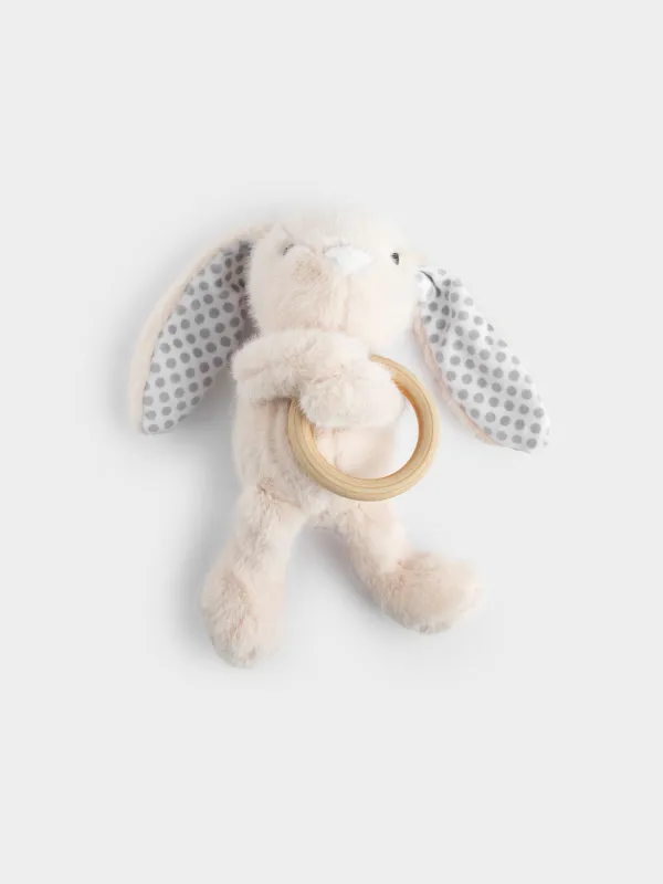 Игрушка-погремушка, 23 см, мягкая, Зайка с кольцом, Rabbit, image-3