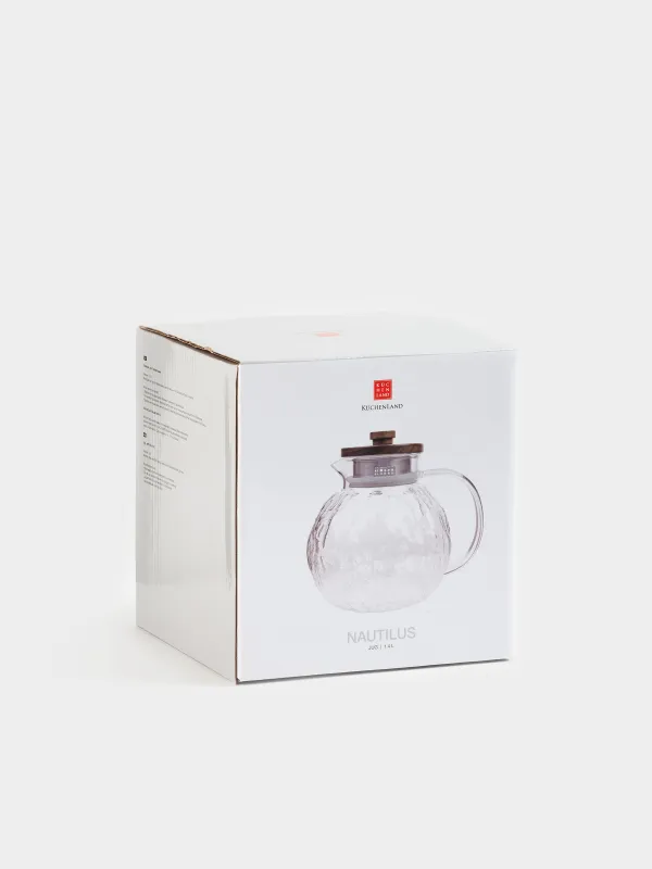 Кувшин, 1,4 л, с крышкой-фильтром, стекло Б/дерево, Nautilus, image-5