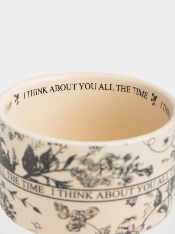 Креманка, 13 см, 200 мл, керамика/бамбук, молочно-черная, Винтажные цветы, Shelter, image-3