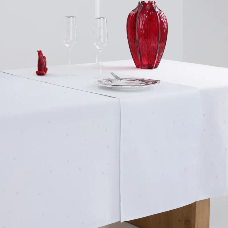 Дорожка настольная, 40х160 см, жаккард, полиэстер, светло-серая, Серебристые звезды, Starlight