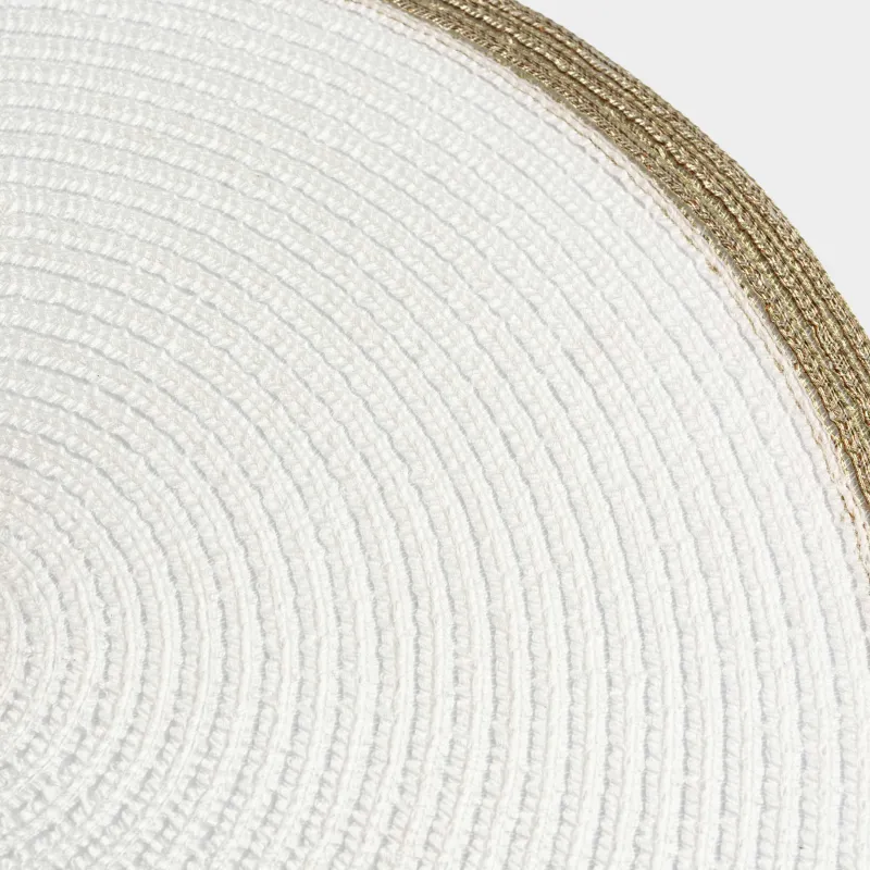 Салфетка под приборы, 38 см, полиэстер, круглая, белая, Золотистая кайма, Rotary rim, image-4