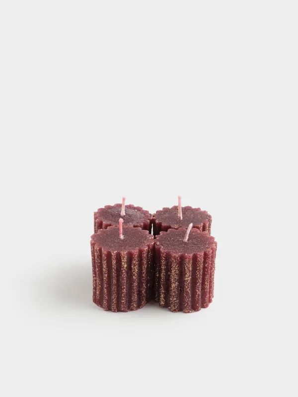 Свеча, 4x4 см, 4 шт, цилиндрическая, Ribbed candle, image-0