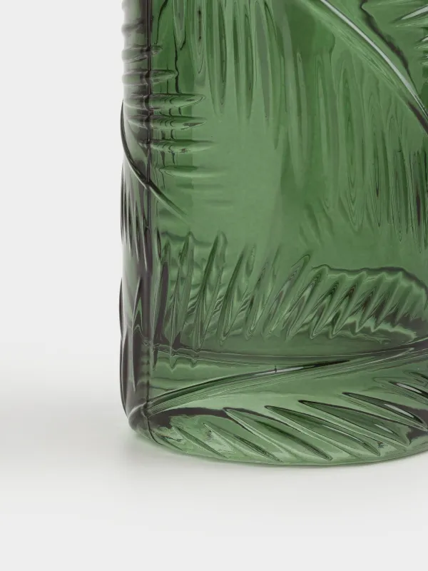 Диспенсер для жидкого мыла, 350 мл, стекло, зеленый, Тропические листья, Tropical leaves, image-3