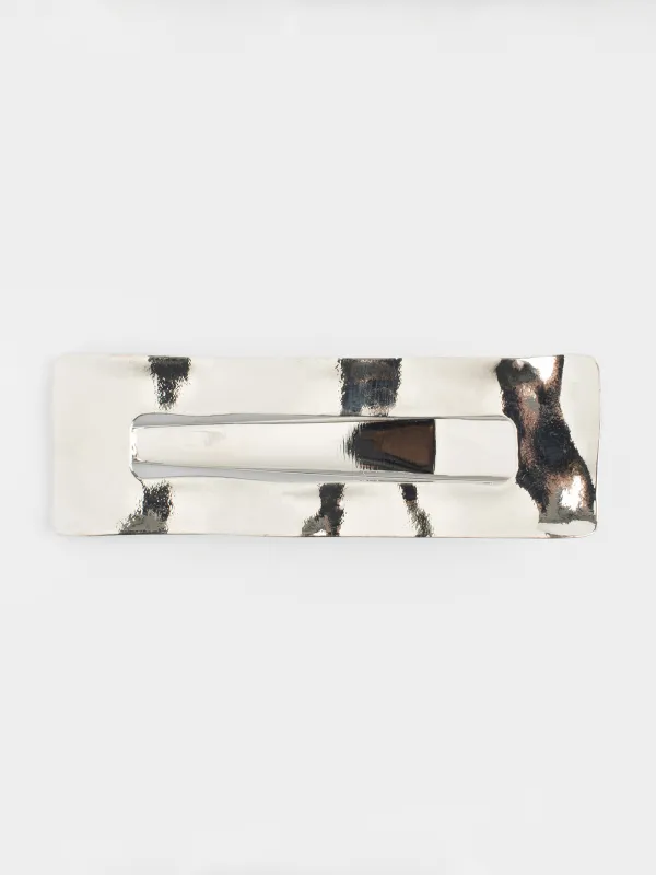 Заколка для волос, 6 см, металл, серебристая, Hairstyle, image-0