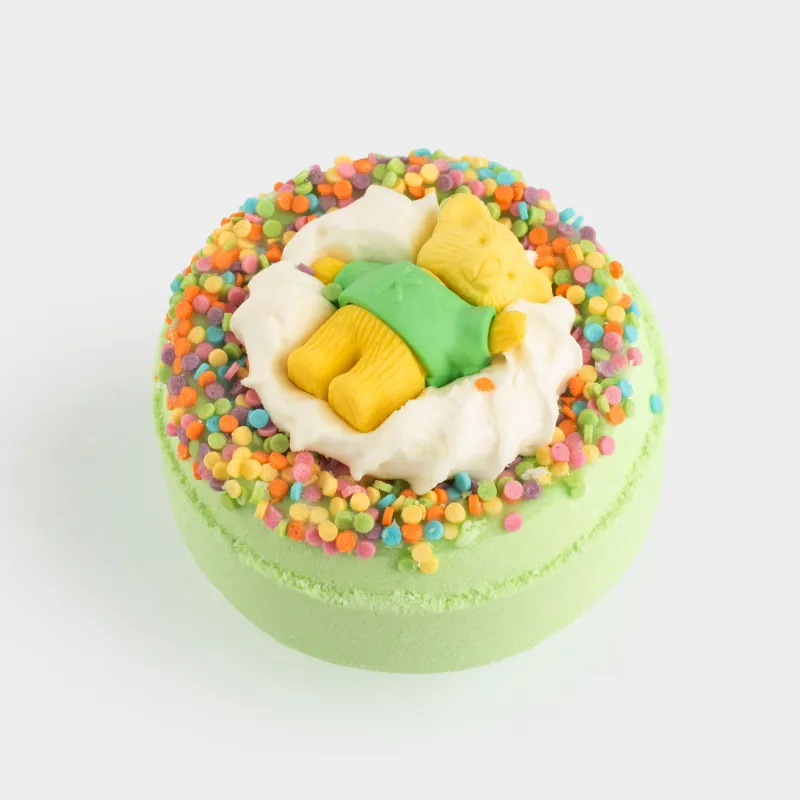 Бомбочка для ванны, 130 гр, с игрушкой, зеленая, Зеленое яблоко, Мишка в свитере, Bear, image-3