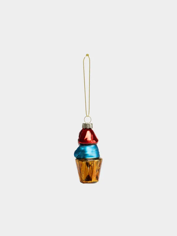Игрушка елочная, 7 см, Баба-Яга в ступе, Figure christmas, image-1