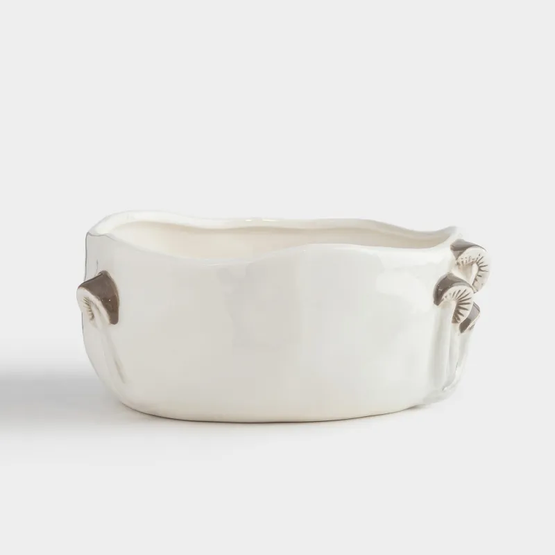 Салатник, 16х8 см, 980 мл, керамика, молочный, Грибы, Slight frost