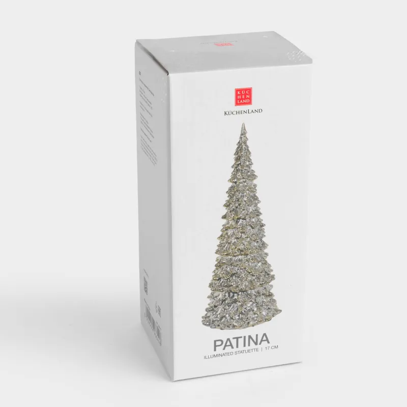 Статуэтка с подсветкой, 18 см, пластик, шампань, Сияющая ель, Patina, image-4