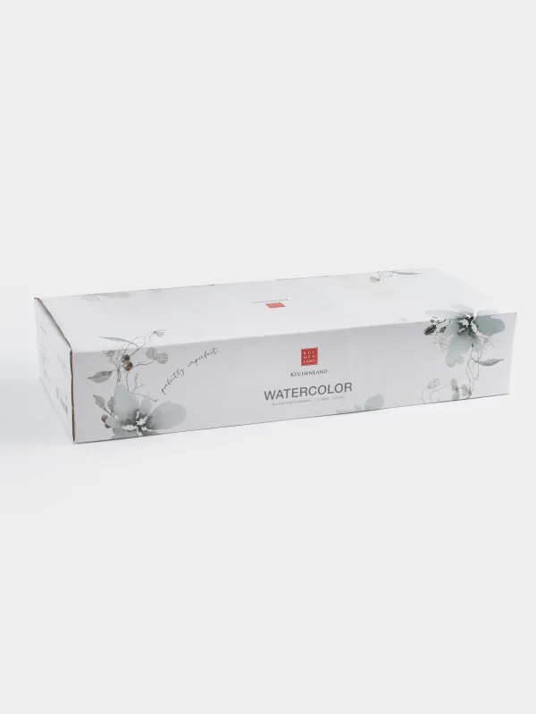 Пара чайная, 6 перс, 12 пр, 220 мл, фарфор N, Серые цветы, Watercolor, image-6