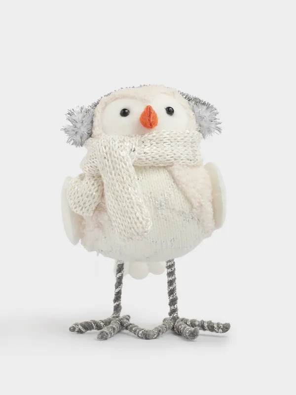 Изделие декоративное, 16 см, пенопласт/полиэстер, бело-серебристое, Птица в наушниках, Birds, image-2