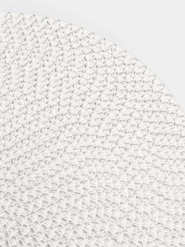 Салфетка под приборы, 38 см, целлюлоза/ПЭТ, круглая, серебристо-белая, Straw, image-3