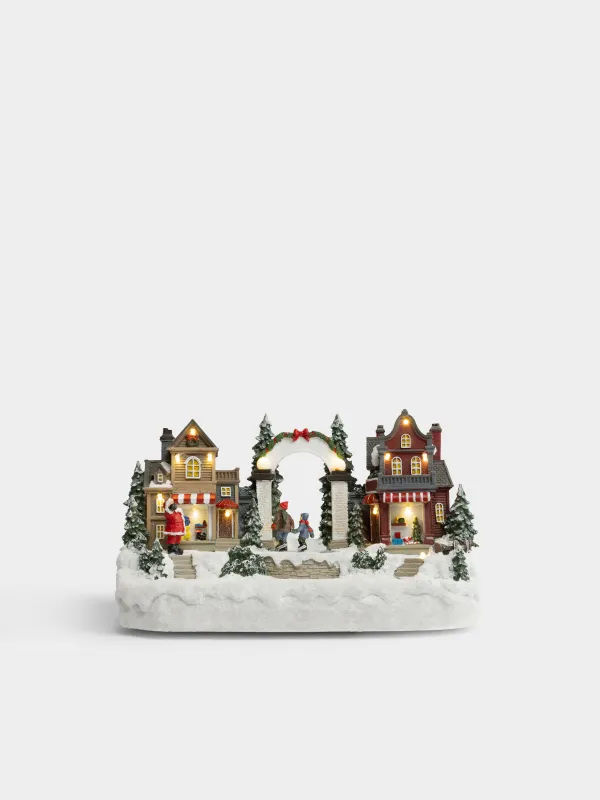 Статуэтка с подсветкой, 30x19 см, анимированная, Дома, Christmas style, image-0