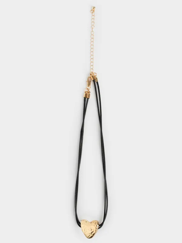 Цепочка-шнурок, 42 см, с подвеской, металл, золотистая, Сердце, Jewelry heart, image-0