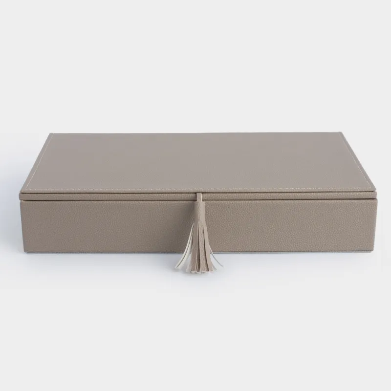 Шкатулка для украшений, 26х15 см, с кисточкой, искусственная кожа/МДФ, бежевая, Premiere one