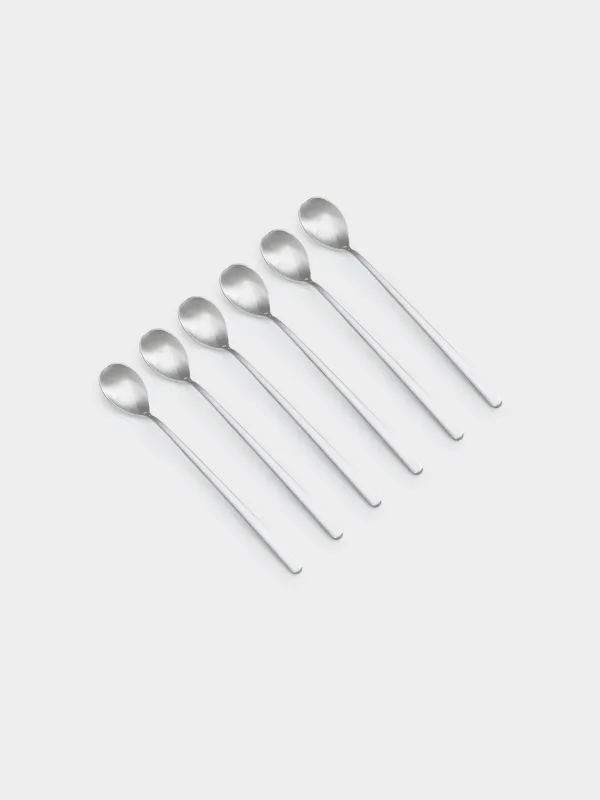 Ложка чайная, 6 шт, с длинной ручкой, сталь, Toscana, image-0