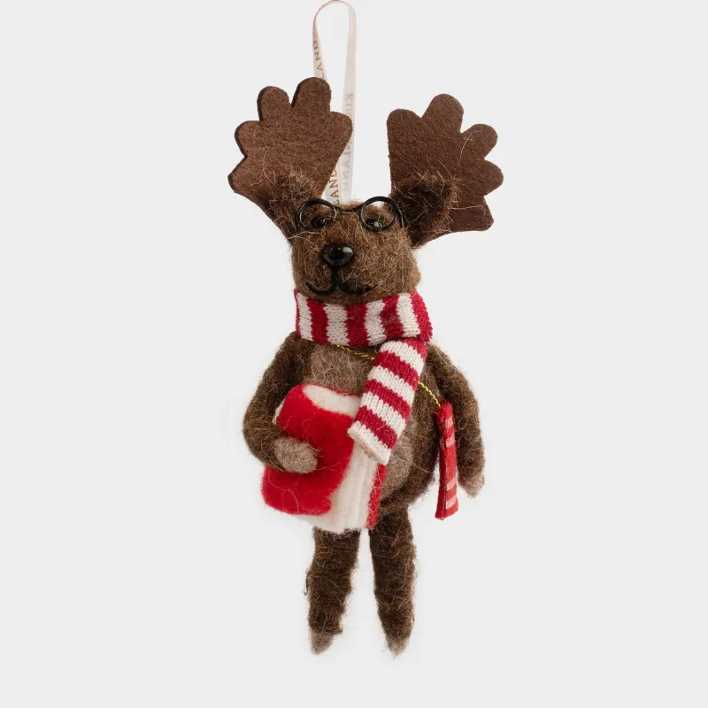 Игрушка елочная, 10x15 см, полиэстер, коричневая, Олень, Figure Christmas Fuzz