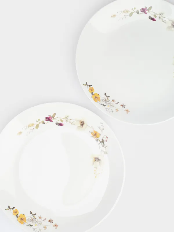 Тарелка закусочная, 23 см, 2 шт, фарфор N, белая, Желтые цветы, Floweri, image-3