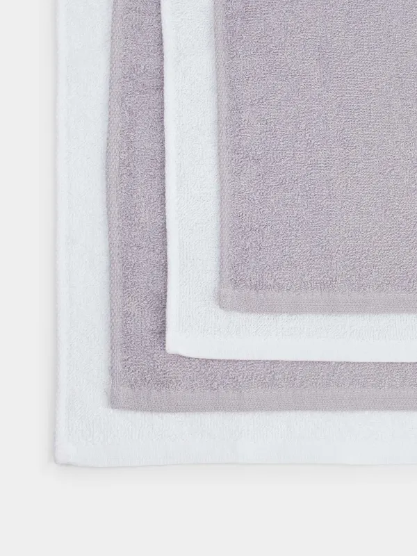 Полотенце, 30х30 см, 4 шт, в корзине, хлопок/дерево, белое/серое, Basket towel, image-4