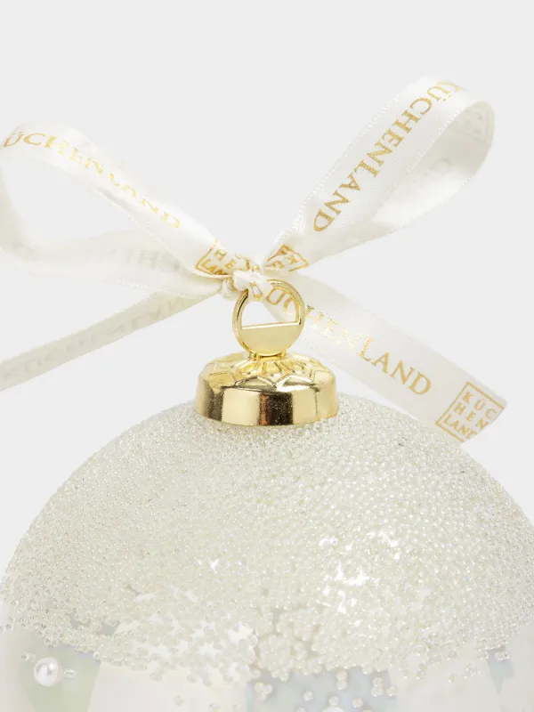 Емкость для хранения, 14х10 см, 230 мл, стекло/металл, жемчужная, Шар, Christmas storage, image-1