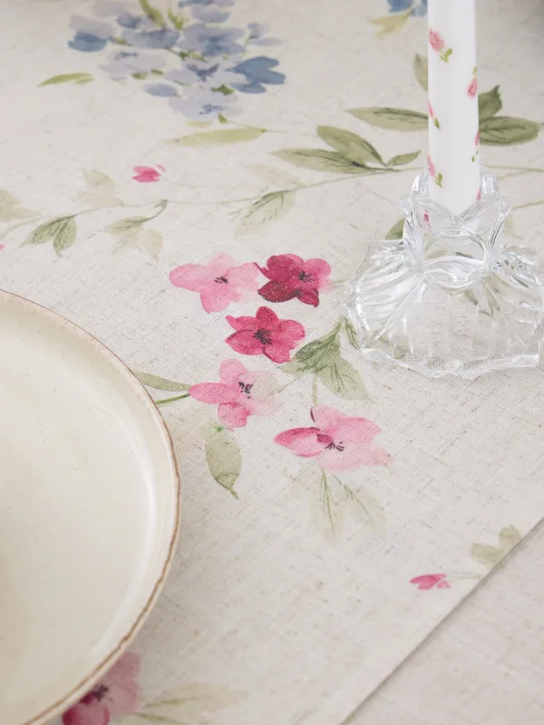 Дорожка настольная, 40х160 см, полиэстер/лен, бежевая, Цветы, Colorful flowers, image-4