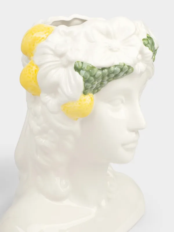 Ваза для цветов, 26 см, декоративная, керамика D, молочная, Девушка в цветах с фруктами, Girls, image-3