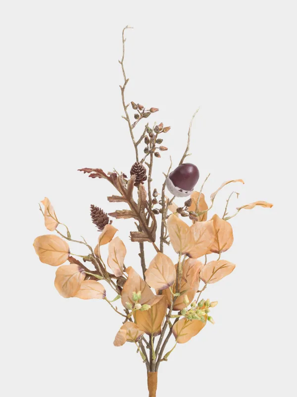 Ветка декоративная, 55 см, Листья с шишками, Autumn fusion, image-1