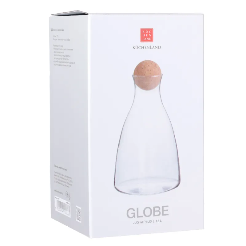 Графин, 1,7 л, с крышкой, стекло Б/пробка, Шар, Globe, image-1