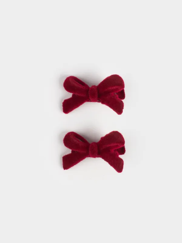 Заколка для волос, 3 см, 2 шт, детская, полиэстер/металл, красная, Бантики, Hairstyle