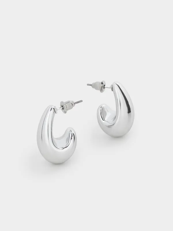 Серьги-пусеты, 2 см, 2 шт, CCB пластик, серебристые, Jewelry, image-2