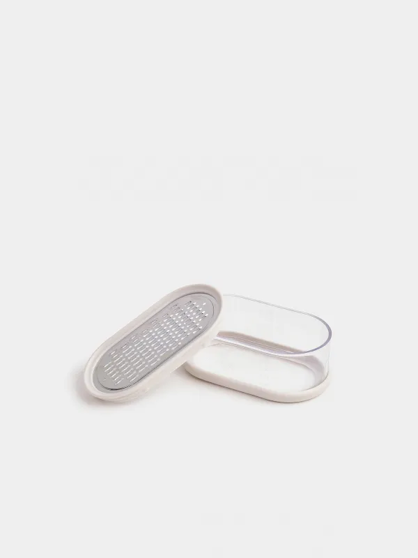 Терка, 14x8 см, с контейнером, сталь/пластик, молочная, Soft kitchen, image-4