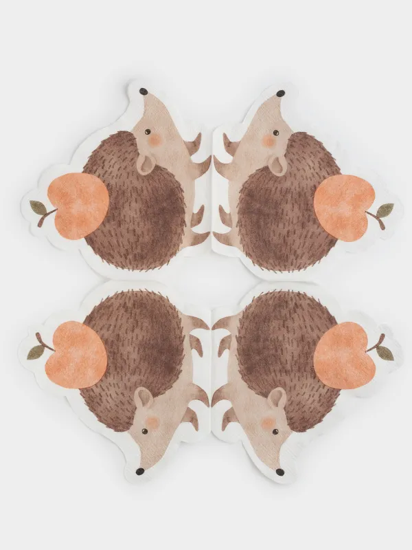 Салфетки бумажные, 30х32 см, 20 шт, фигурные, коричневые, Ежик, Forest animals, image-5