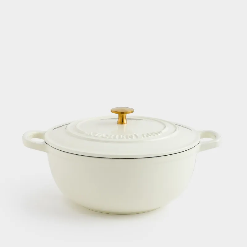 Казан, 25 см, 3,5 л, с крышкой, чугун, молочный, Light kitchen