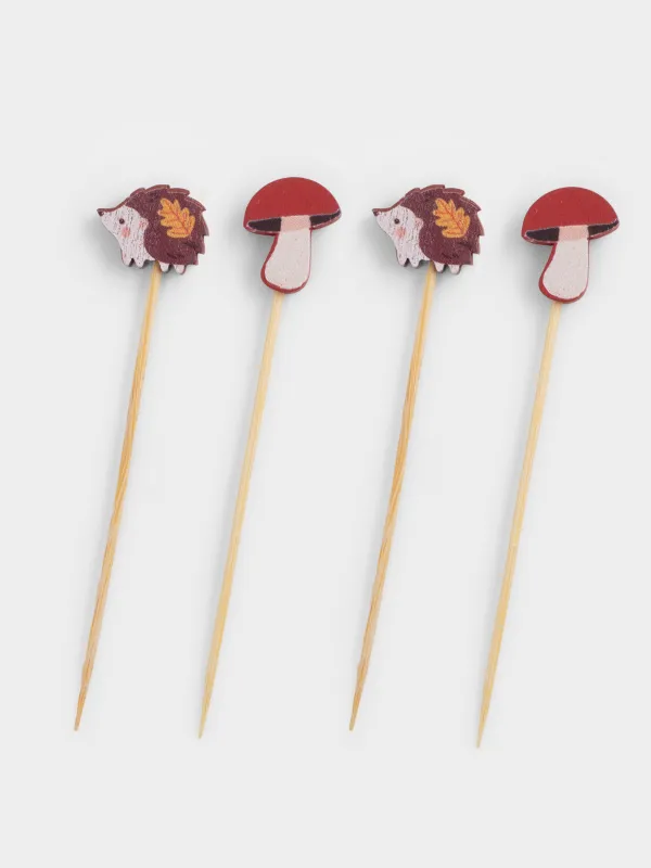 Шпажка для канапе, 9 см, 20 шт, бамбук, коричневая, Еж/Гриб, Elegant details, image-0