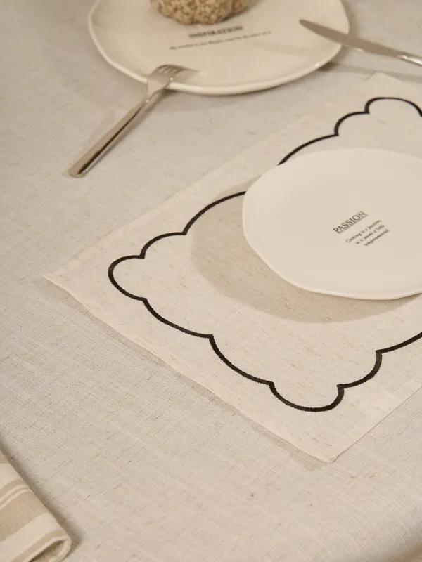 Салфетка под приборы, 30х45 см, полиэстер/лен, прямоугольная, бежевый меланж, Винтаж, Melange outline, image-8