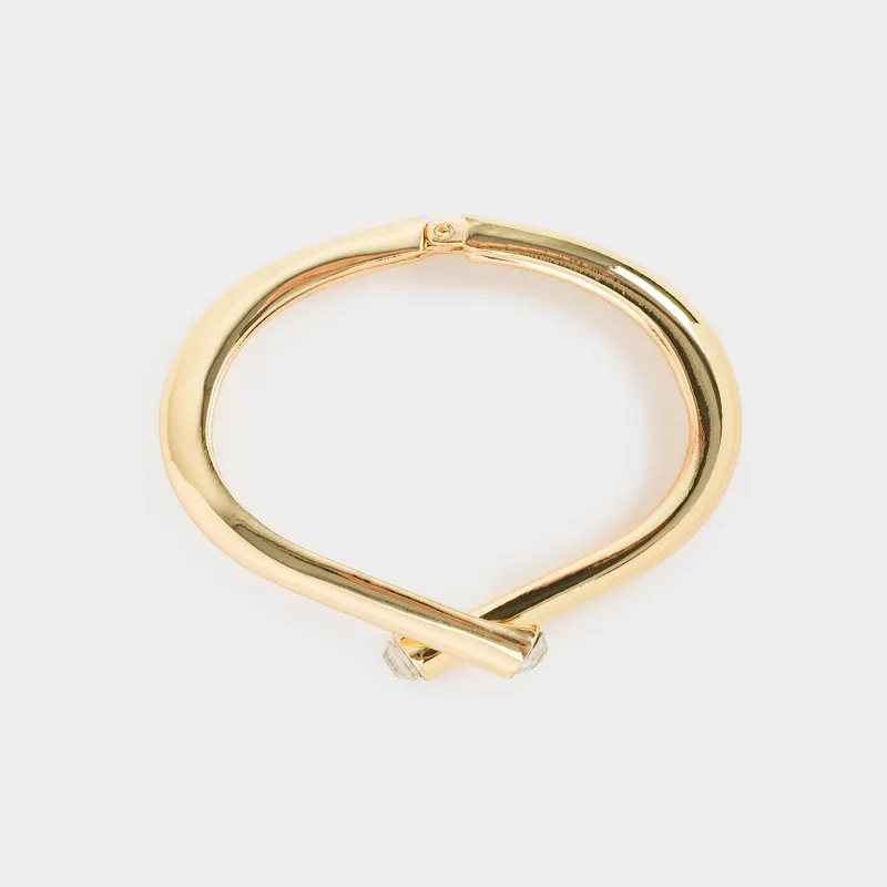 Браслет-кафф, 18 см, металл/стразы, золотистый, Узел, Jewelry knot