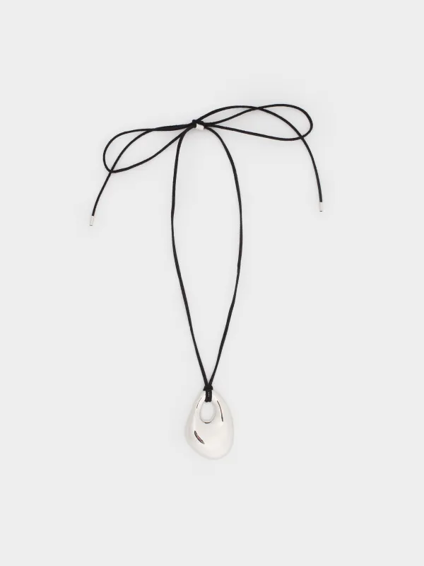 Цепочка-шнурок, 1,6 м, с подвеской, металл/нейлон, серебристая, Jewelry, image-0