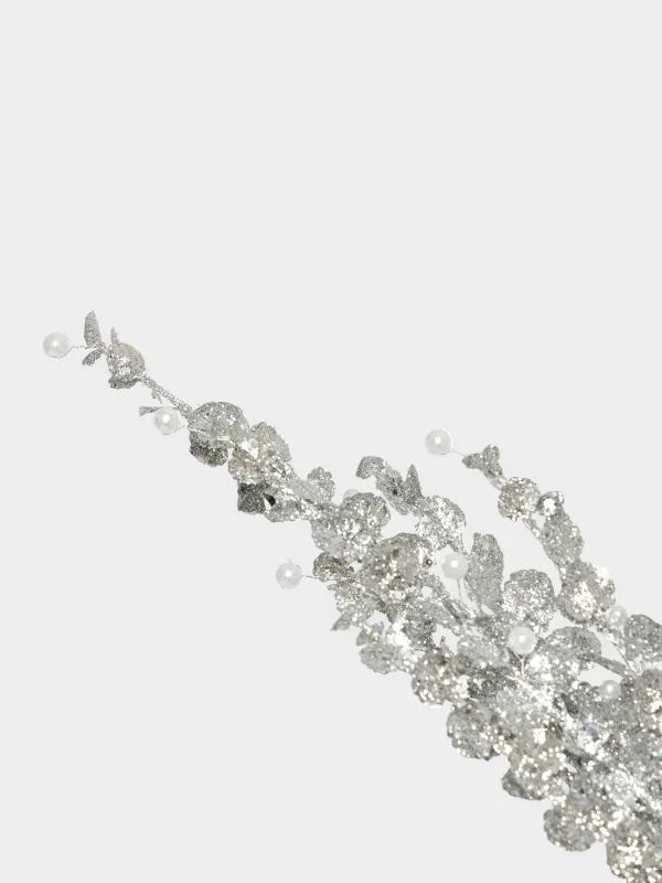 Ветка декоративная, 78 см, Серебристые листья, Sparkle decor, image-1